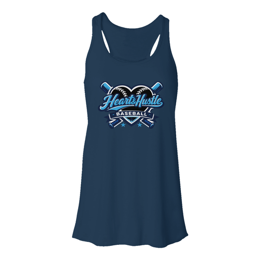 Women's Heart and Hustle Baseball Bella + Canvas Flowy Racerback Tank