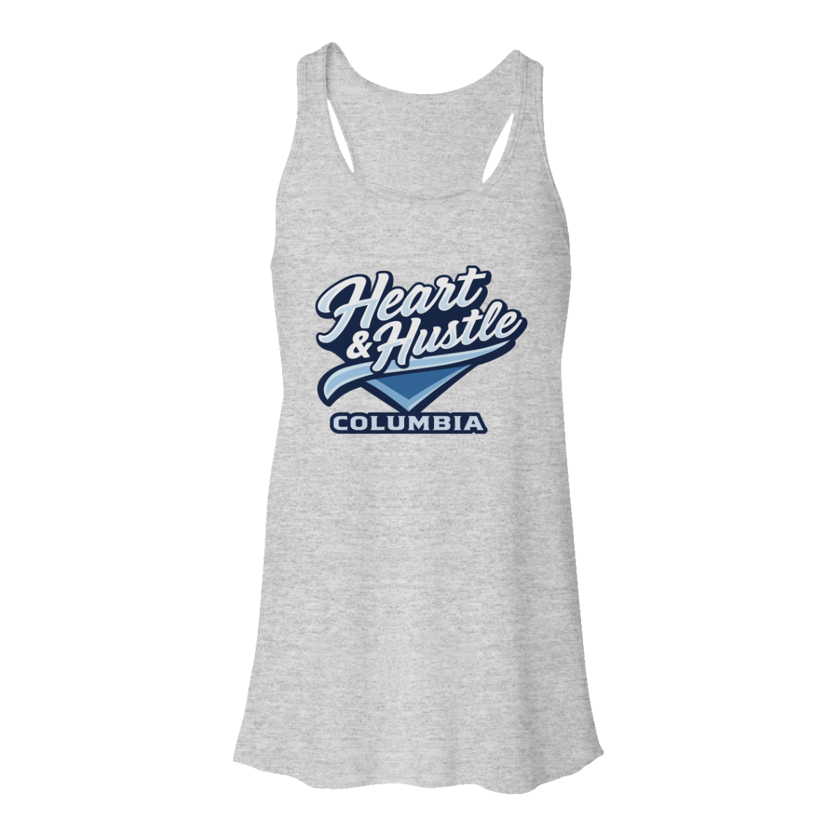 Women's Heart and Hustle Baseball Bella + Canvas Flowy Racerback Tank