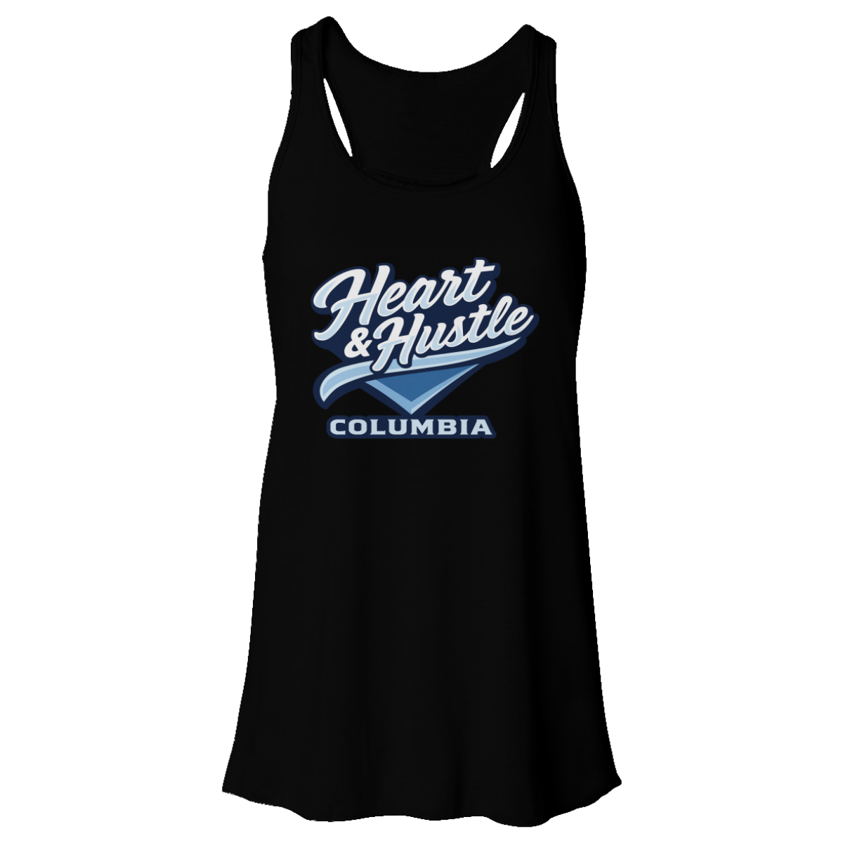 Women's Heart and Hustle Baseball Bella + Canvas Flowy Racerback Tank