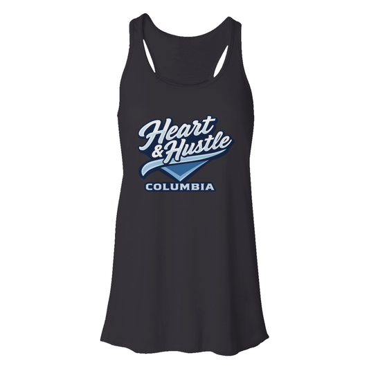 Women's Heart and Hustle Baseball Bella + Canvas Flowy Racerback Tank