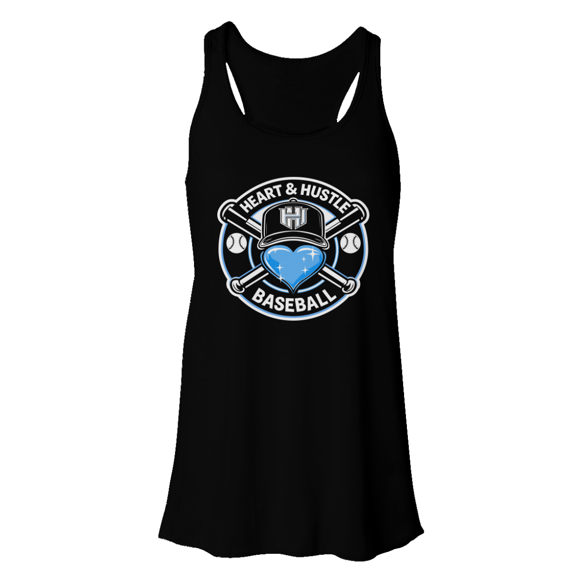 Women's Heart and Hustle Baseball Bella + Canvas Flowy Racerback Tank