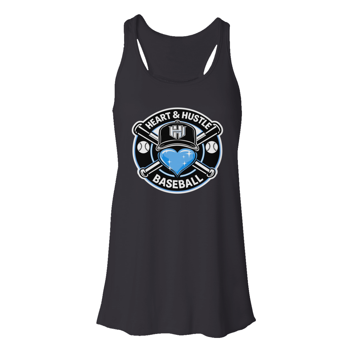 Women's Heart and Hustle Baseball Bella + Canvas Flowy Racerback Tank