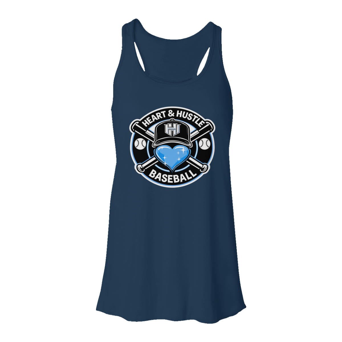 Women's Heart and Hustle Baseball Bella + Canvas Flowy Racerback Tank