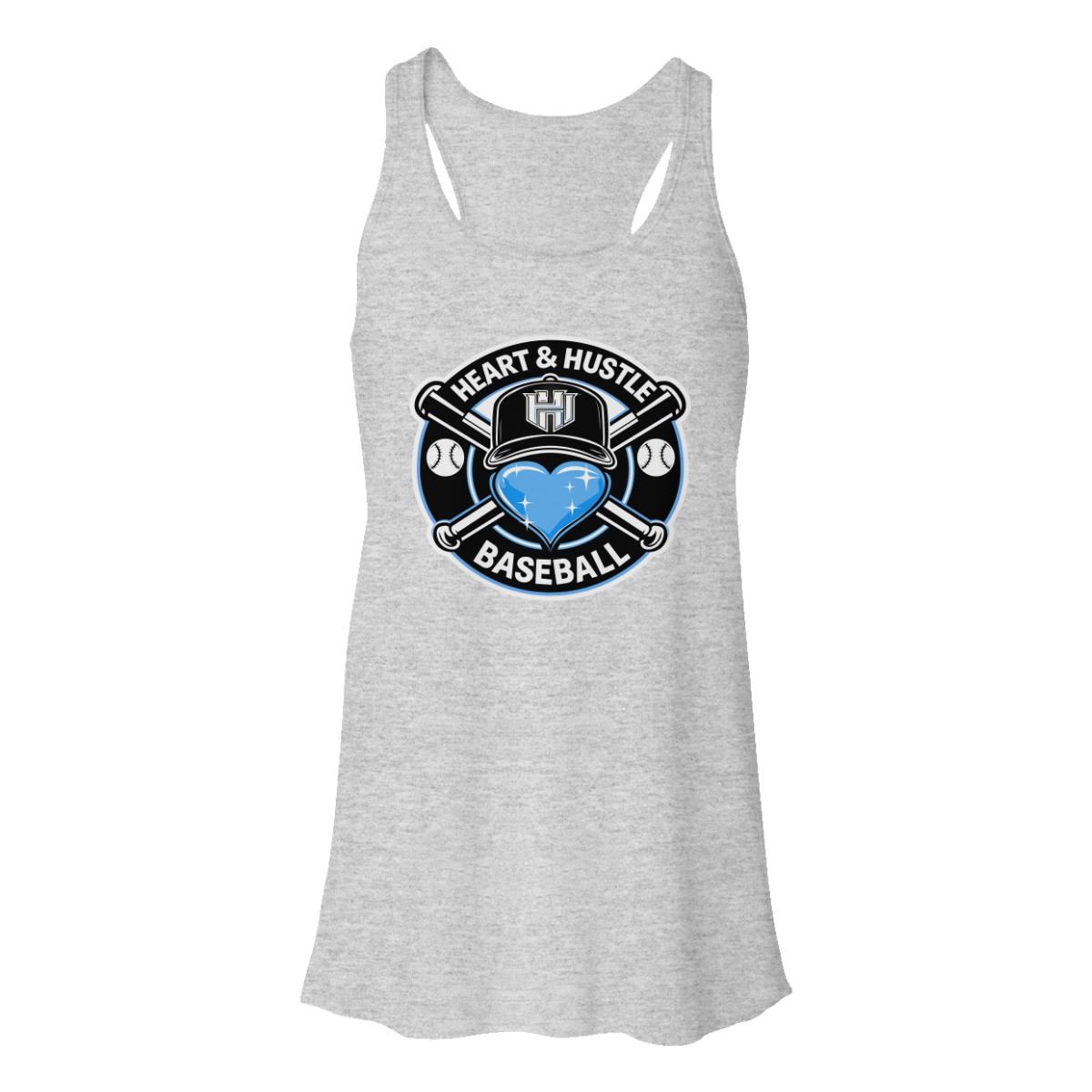 Women's Heart and Hustle Baseball Bella + Canvas Flowy Racerback Tank