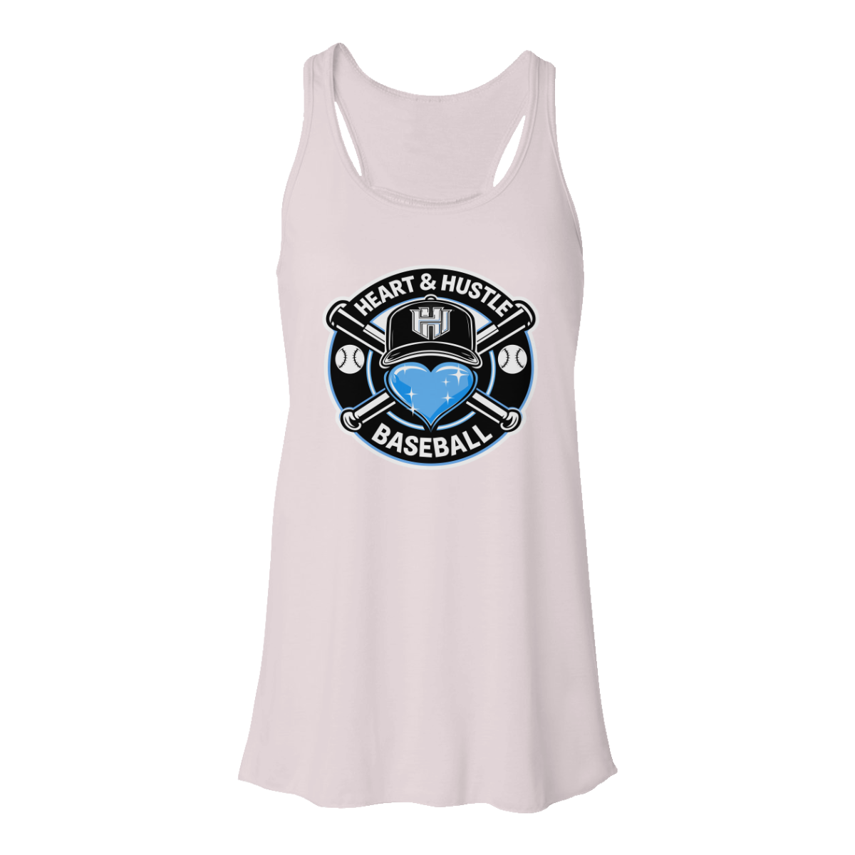Women's Heart and Hustle Baseball Bella + Canvas Flowy Racerback Tank
