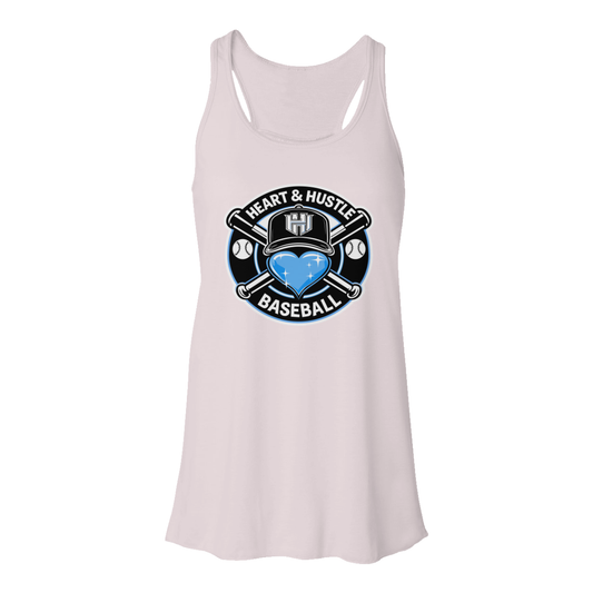 Women's Heart and Hustle Baseball Bella + Canvas Flowy Racerback Tank