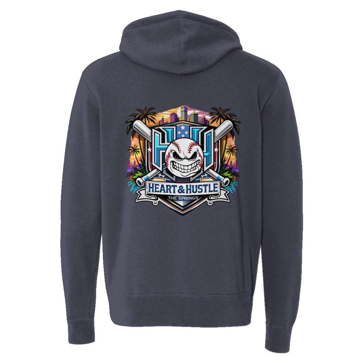 Adult Heart and Hustle Baseball ITC Lightweight Full Zip Hoodie