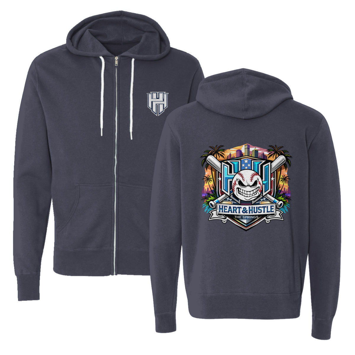 Adult Heart and Hustle Baseball ITC Lightweight Full Zip Hoodie