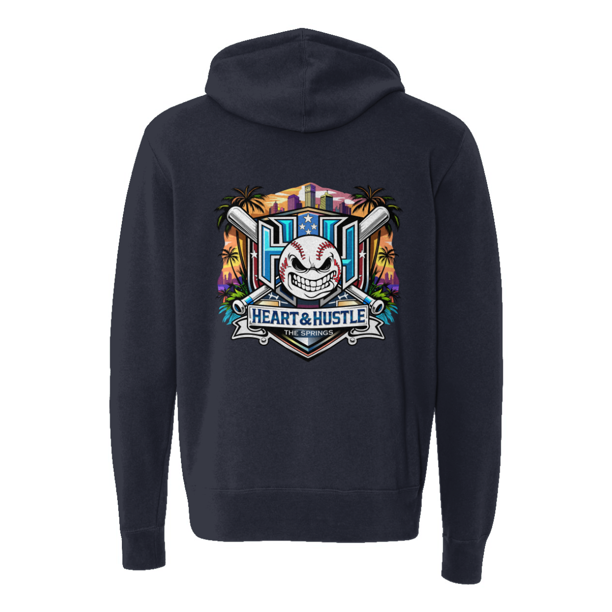 Adult Heart and Hustle Baseball ITC Lightweight Full Zip Hoodie