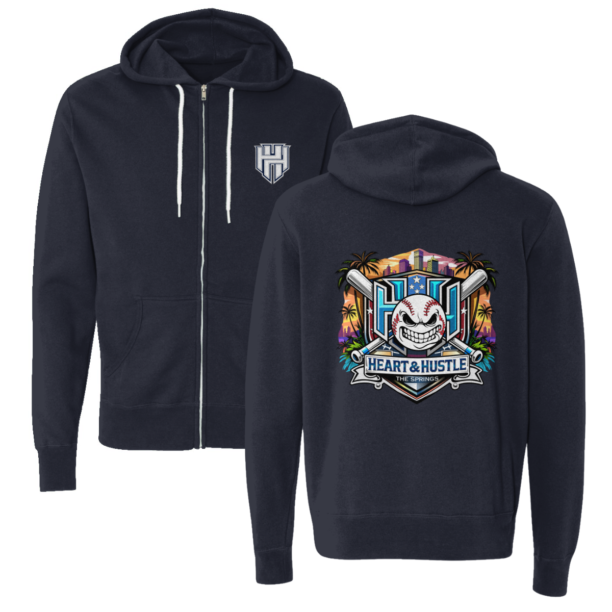 Adult Heart and Hustle Baseball ITC Lightweight Full Zip Hoodie