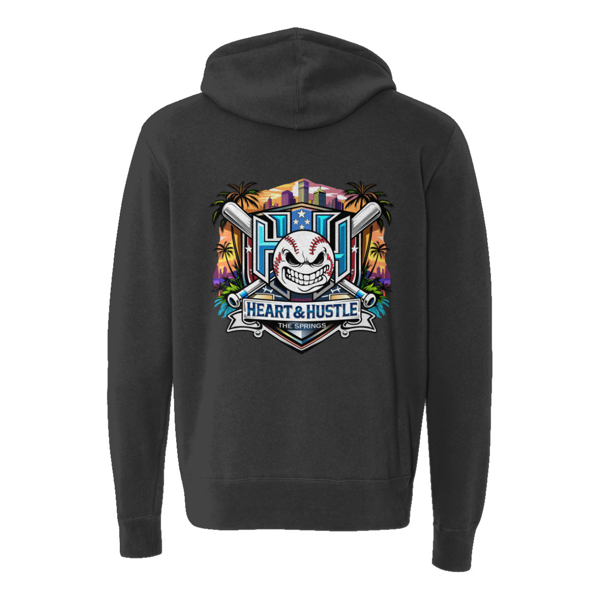 Adult Heart and Hustle Baseball ITC Lightweight Full Zip Hoodie
