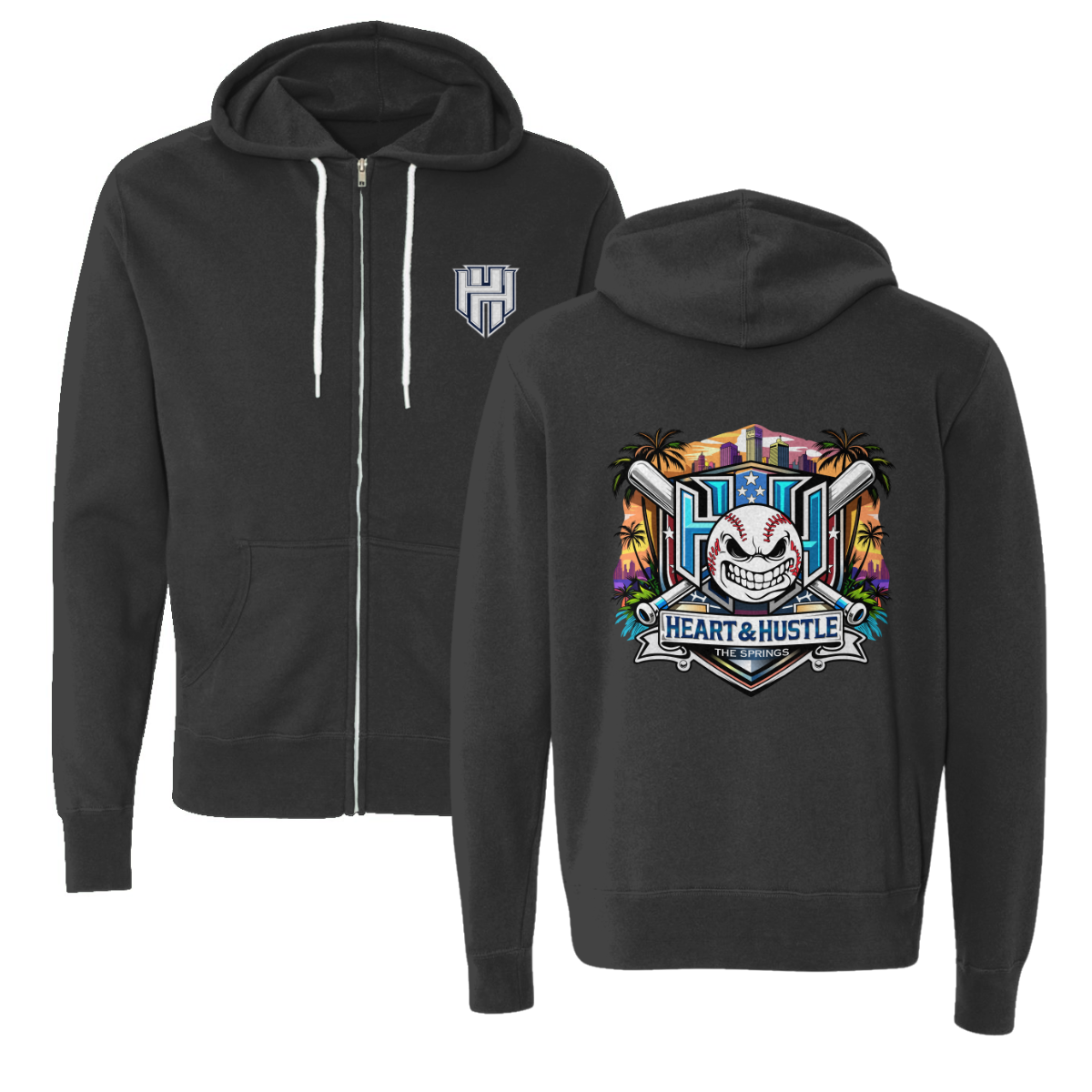 Adult Heart and Hustle Baseball ITC Lightweight Full Zip Hoodie