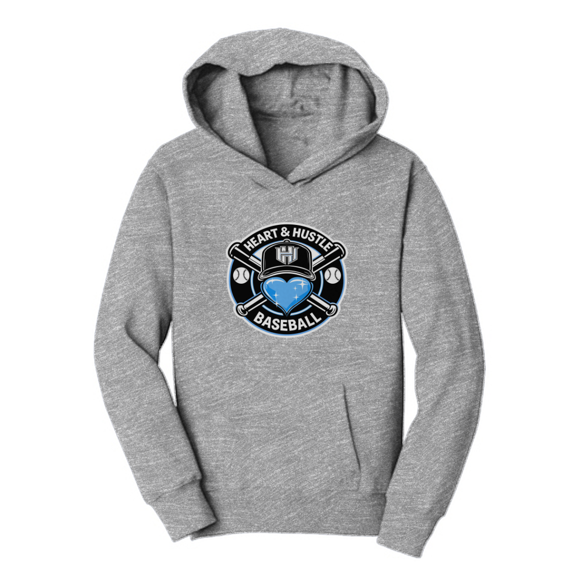 Youth Heart and Hustle Baseball Port & Company Hoodie