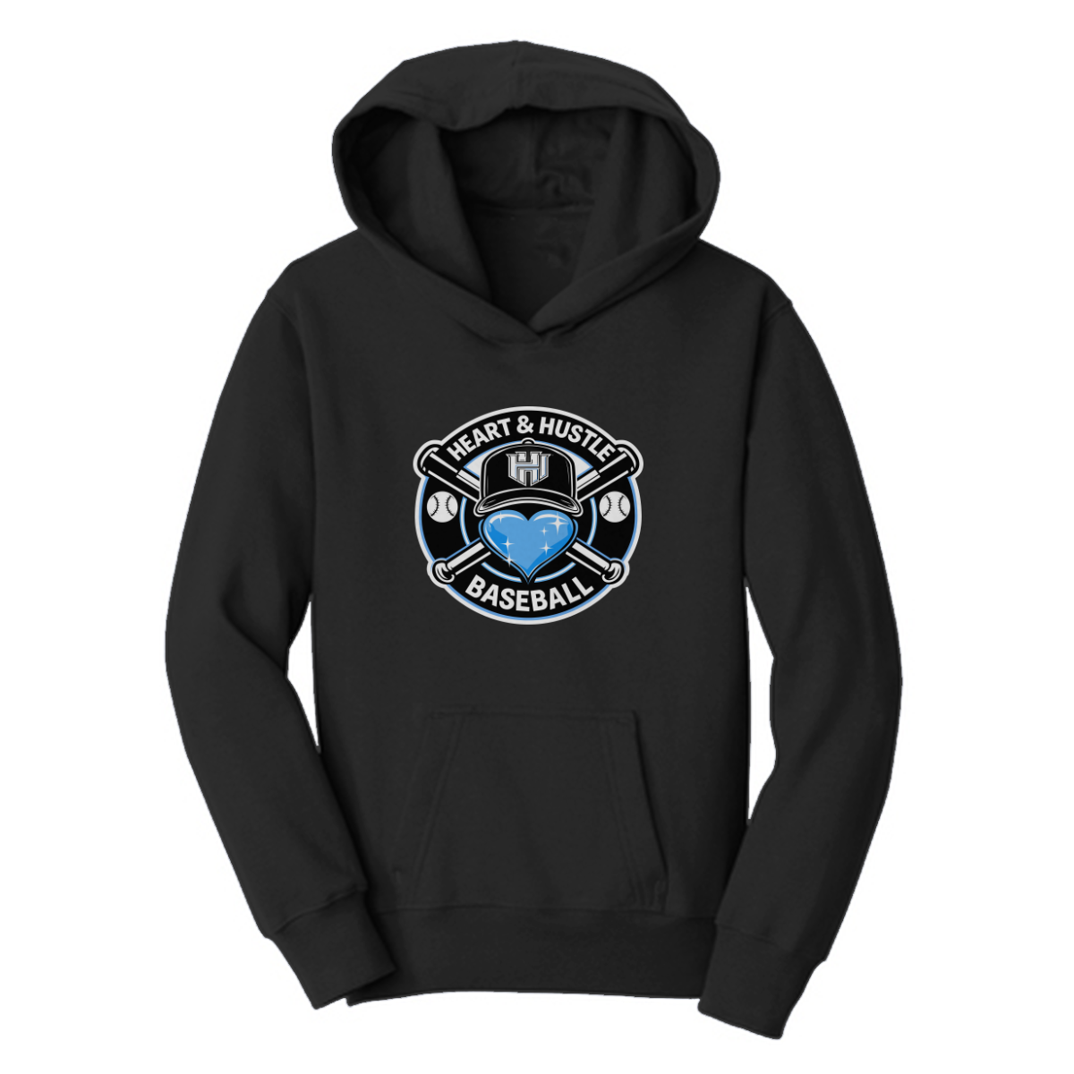 Youth Heart and Hustle Baseball Port & Company Hoodie