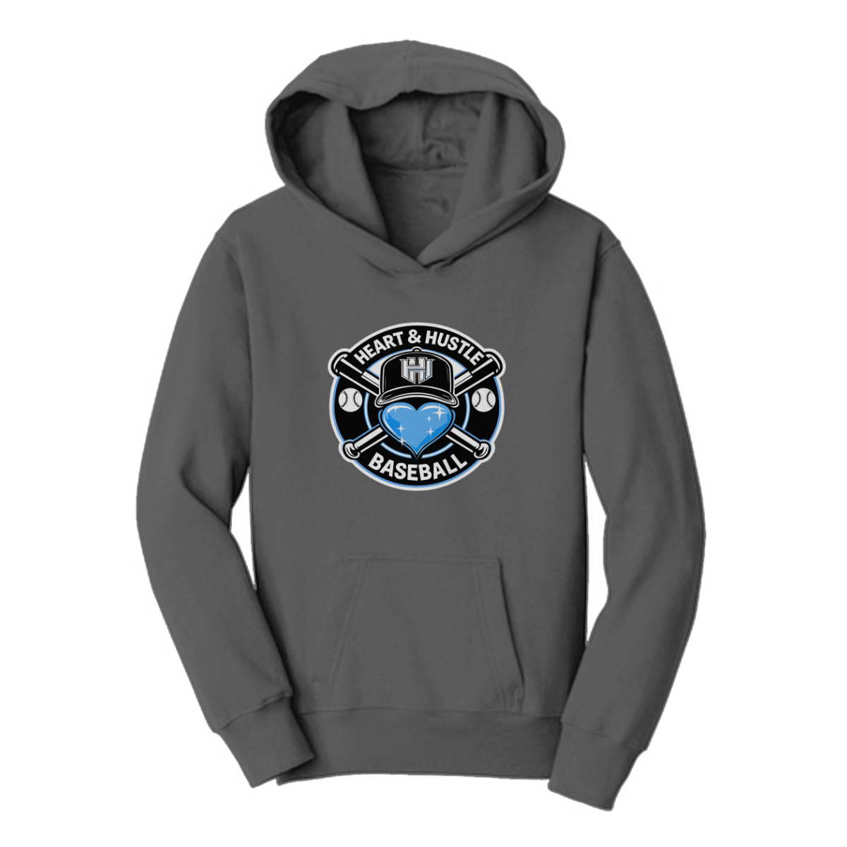 Youth Heart and Hustle Baseball Port & Company Hoodie
