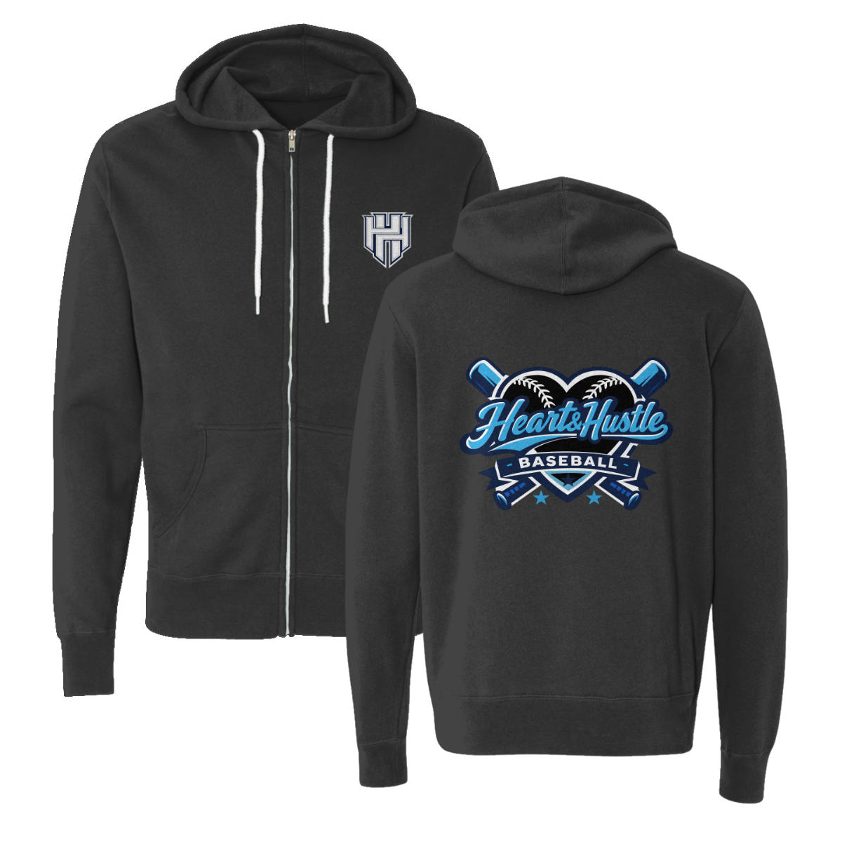 Adult Heart and Hustle Baseball ITC Lightweight Full Zip Hoodie