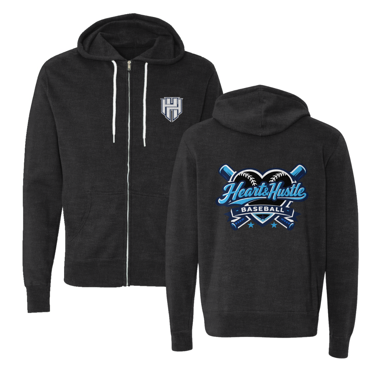 Adult Heart and Hustle Baseball ITC Lightweight Full Zip Hoodie