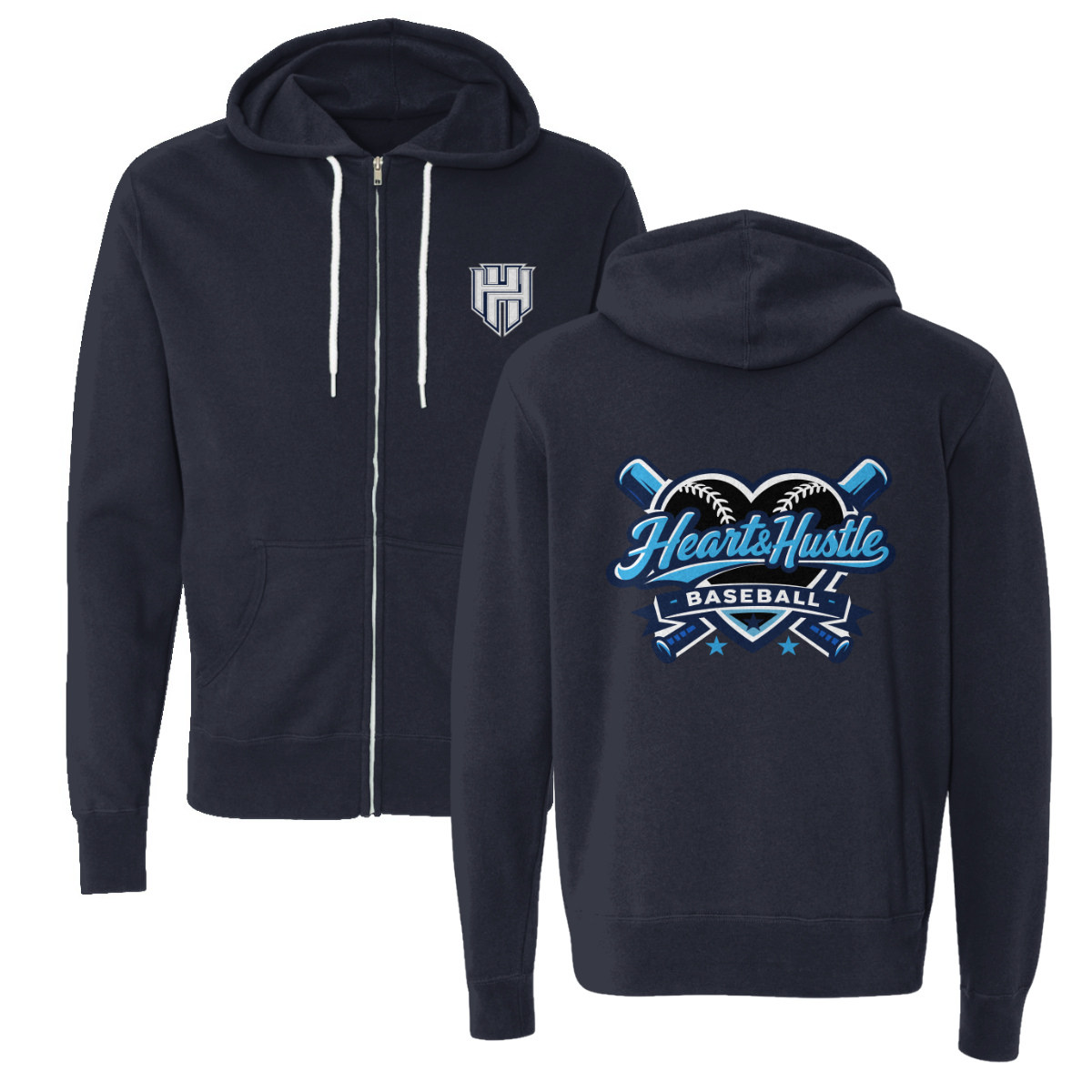 Adult Heart and Hustle Baseball ITC Lightweight Full Zip Hoodie
