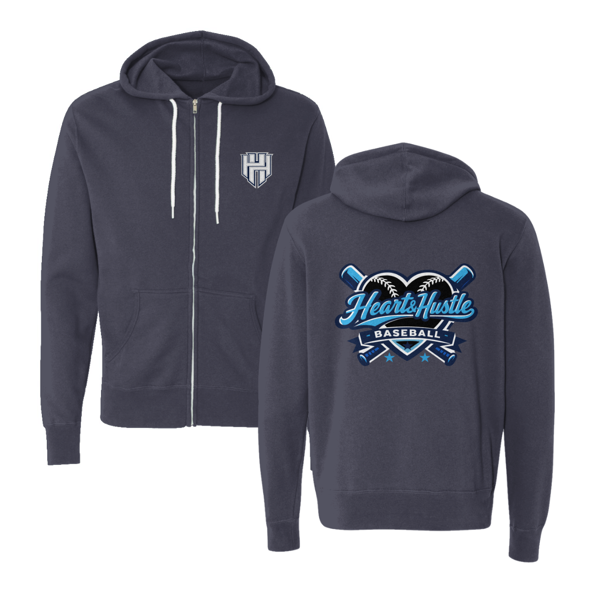 Adult Heart and Hustle Baseball ITC Lightweight Full Zip Hoodie
