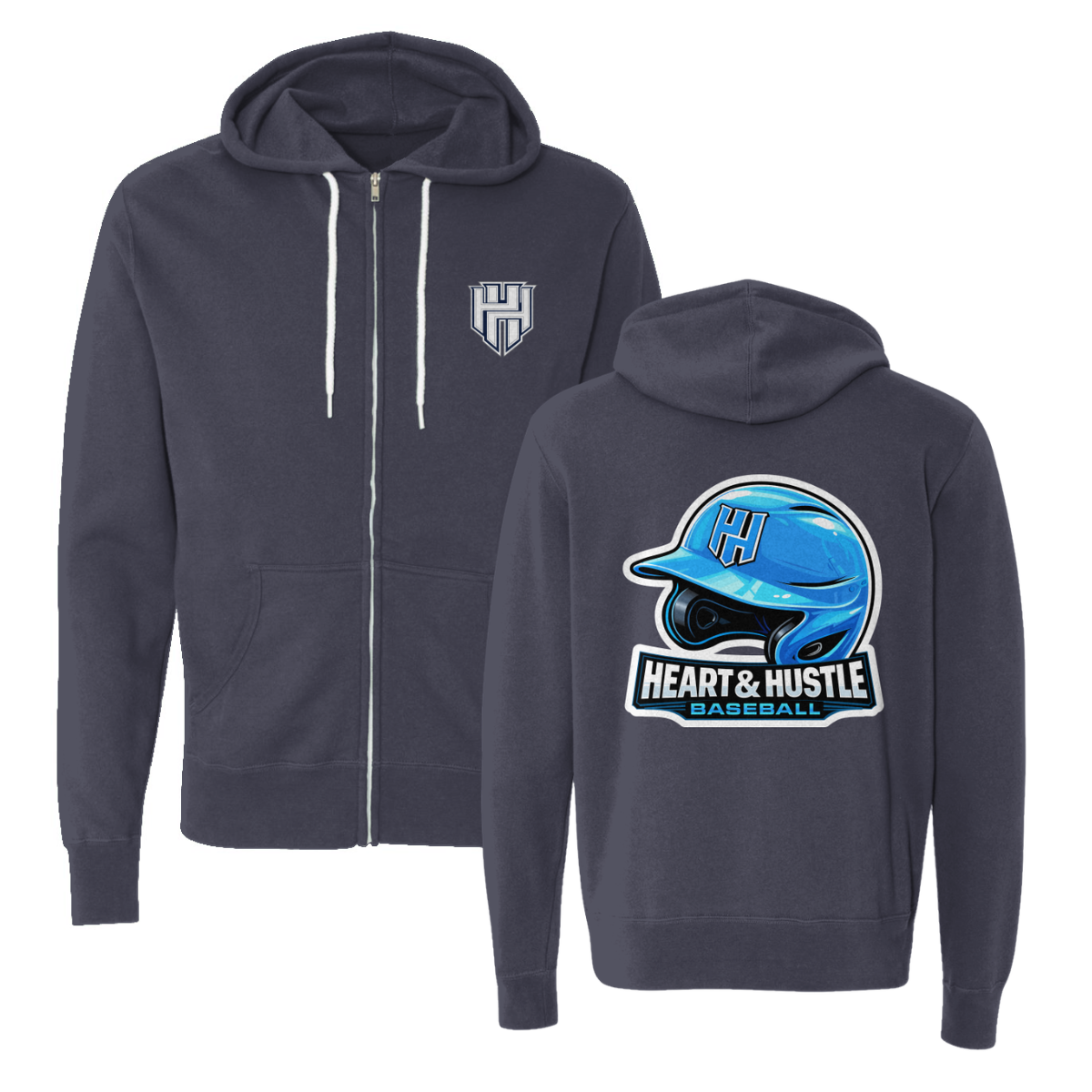 Adult Heart and Hustle Baseball ITC Lightweight Full Zip Hoodie
