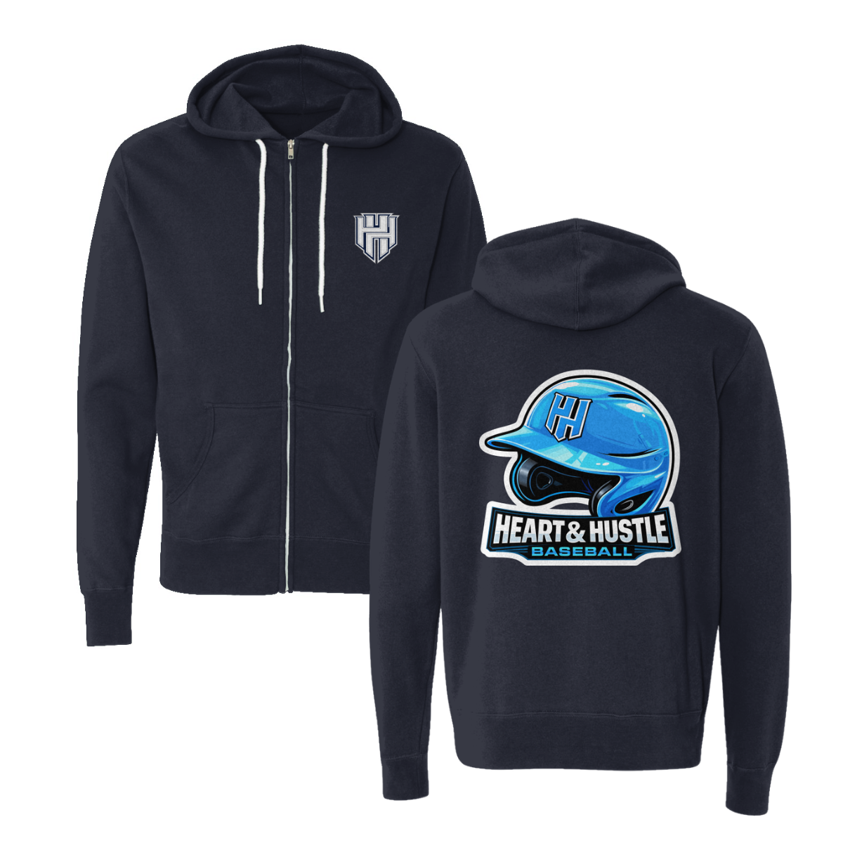 Adult Heart and Hustle Baseball ITC Lightweight Full Zip Hoodie