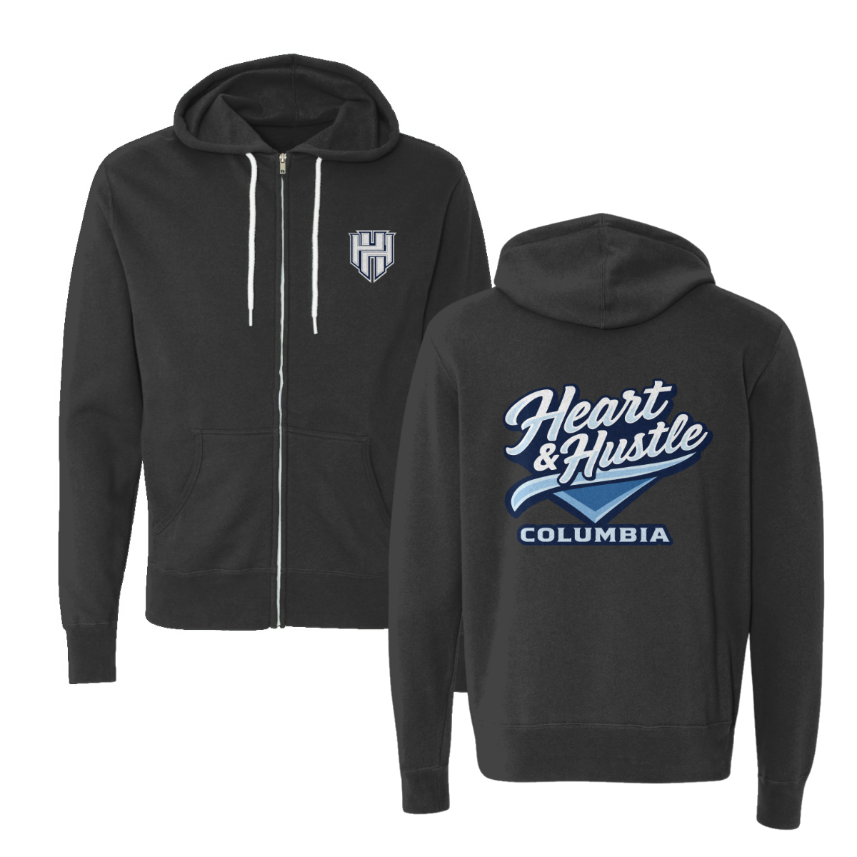 Adult Heart and Hustle Baseball ITC Lightweight Full Zip Hoodie