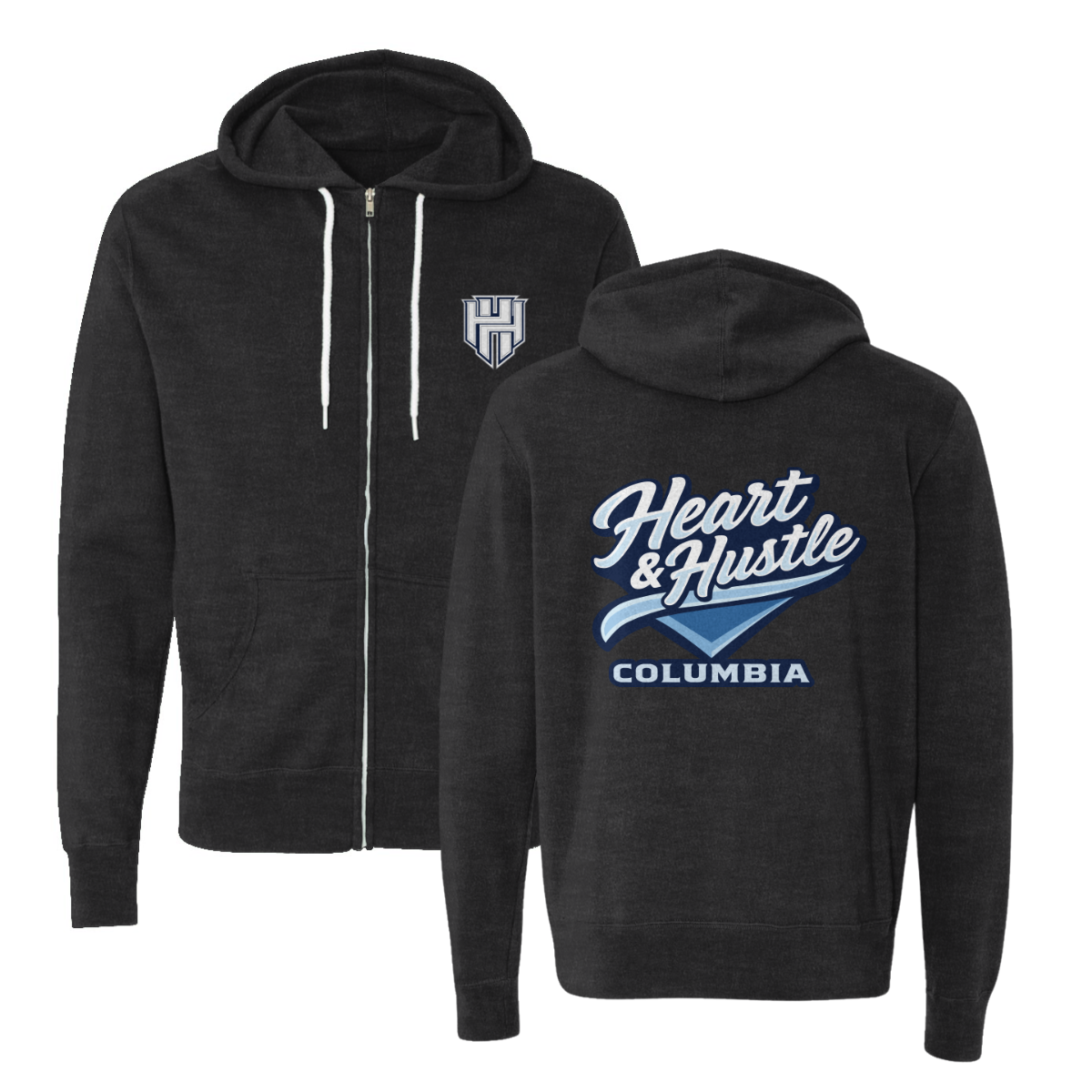 Adult Heart and Hustle Baseball ITC Lightweight Full Zip Hoodie