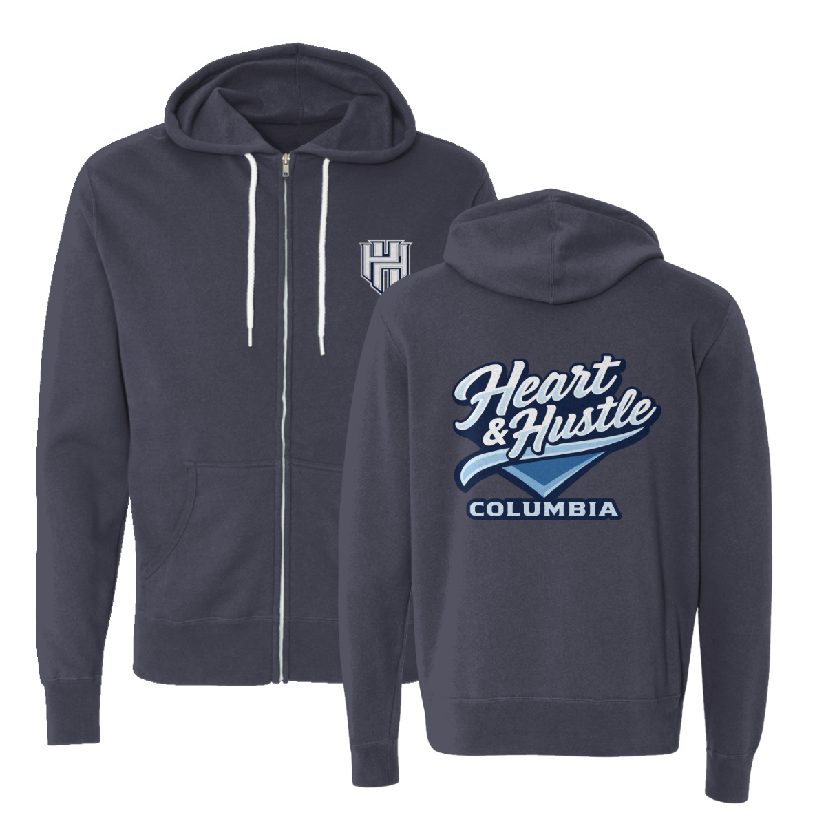 Adult Heart and Hustle Baseball ITC Lightweight Full Zip Hoodie