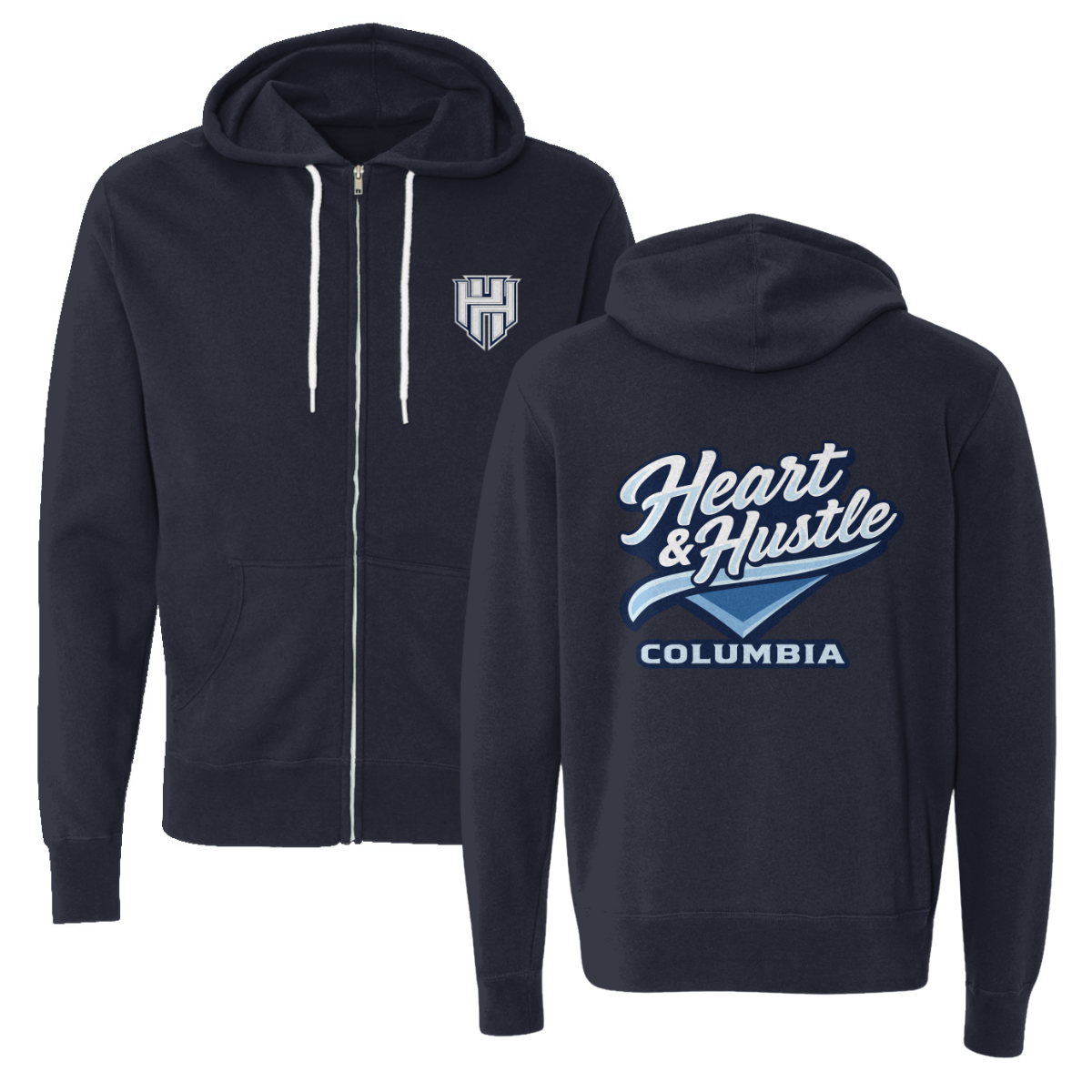 Adult Heart and Hustle Baseball ITC Lightweight Full Zip Hoodie