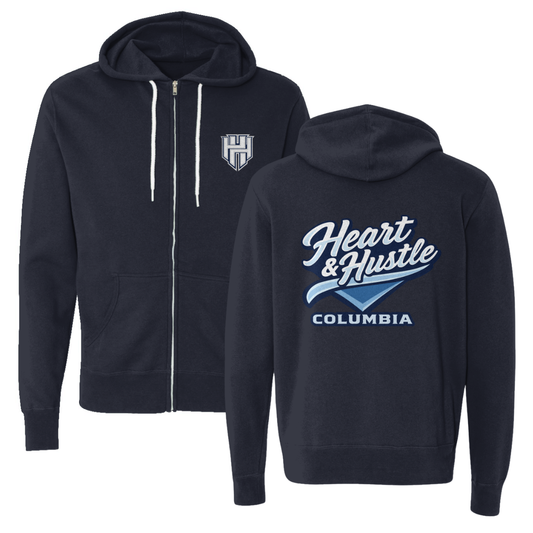 Adult Heart and Hustle Baseball ITC Lightweight Full Zip Hoodie