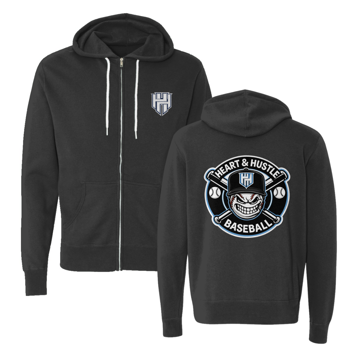 Adult Heart and Hustle Baseball ITC Lightweight Full Zip Hoodie