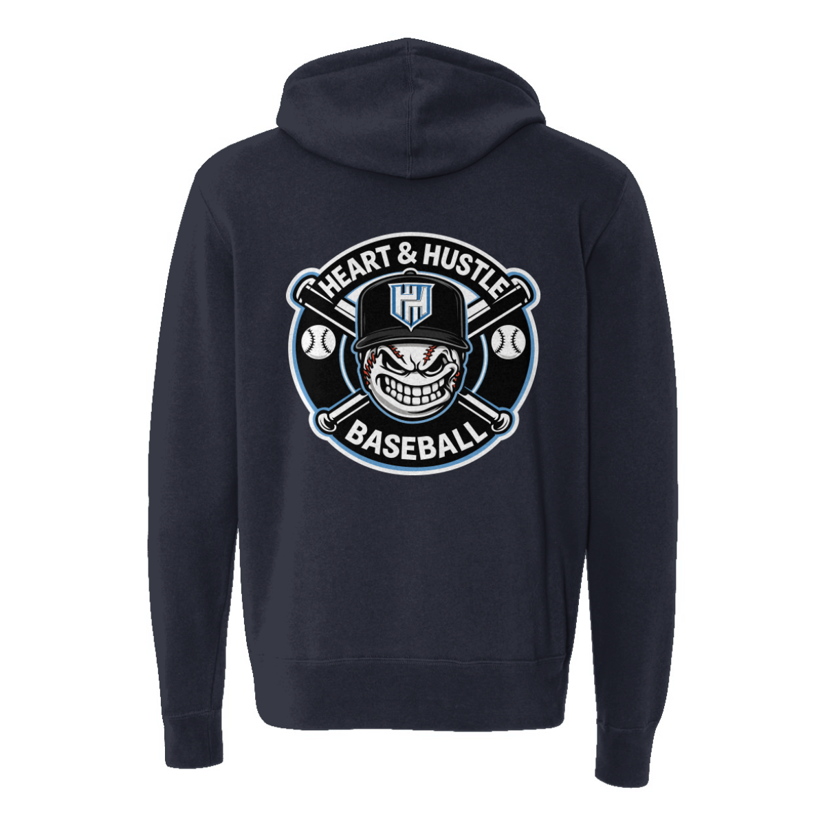 Adult Heart and Hustle Baseball ITC Lightweight Full Zip Hoodie