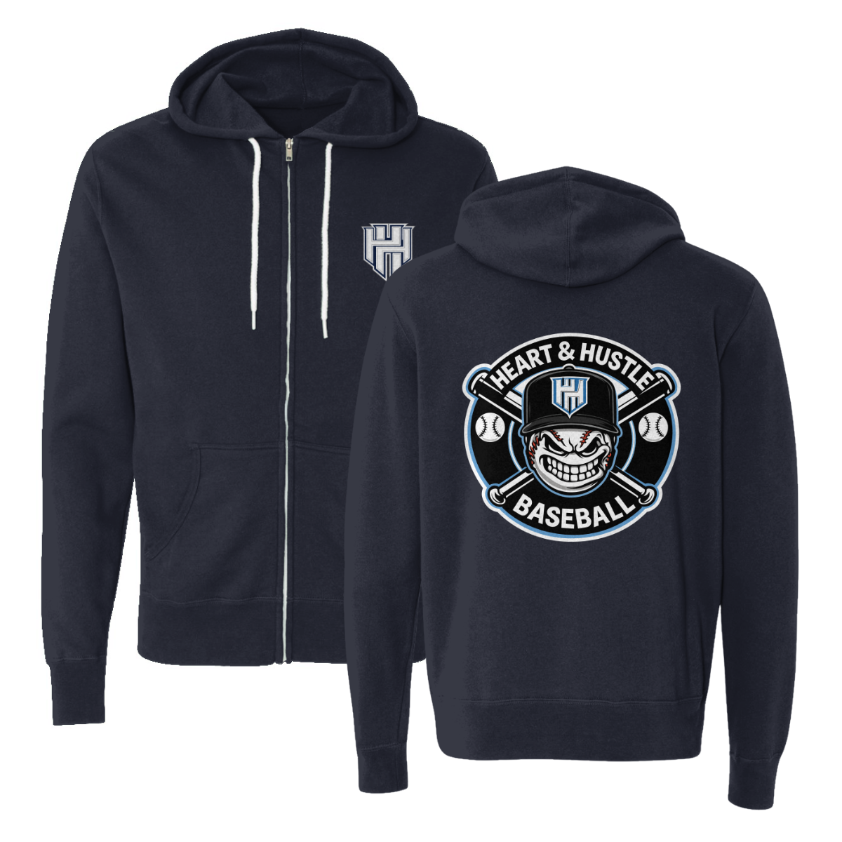 Adult Heart and Hustle Baseball ITC Lightweight Full Zip Hoodie