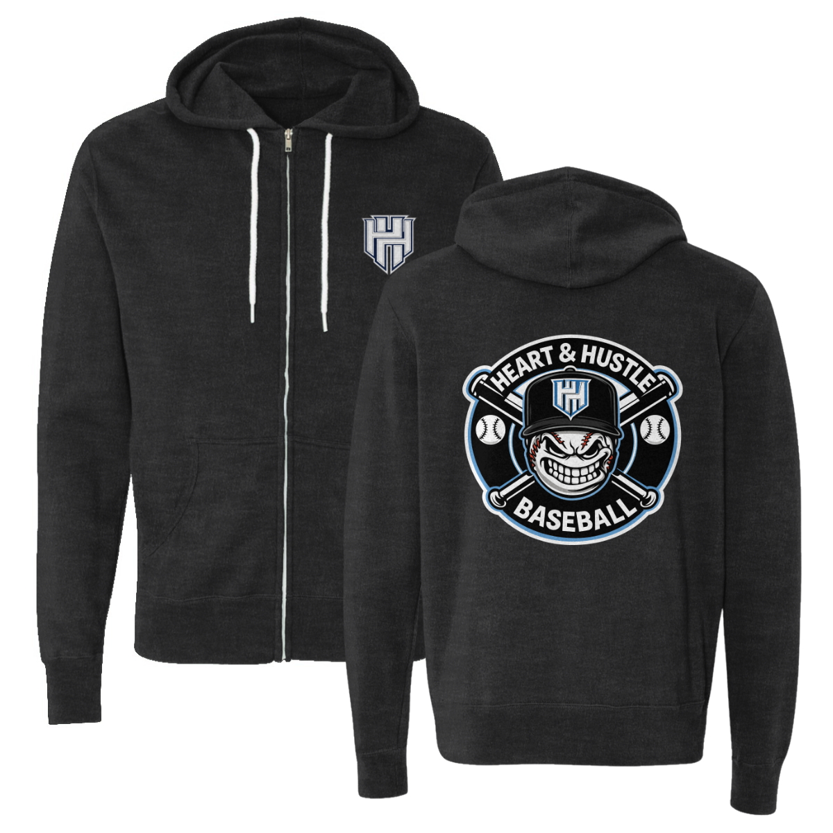 Adult Heart and Hustle Baseball ITC Lightweight Full Zip Hoodie