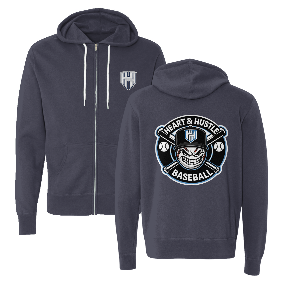 Adult Heart and Hustle Baseball ITC Lightweight Full Zip Hoodie