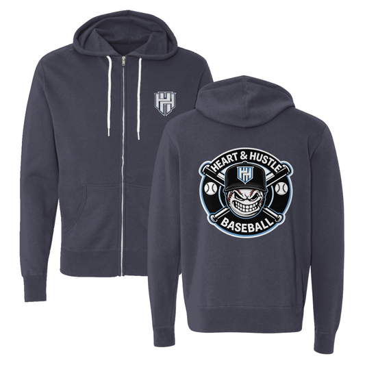 Adult Heart and Hustle Baseball ITC Lightweight Full Zip Hoodie