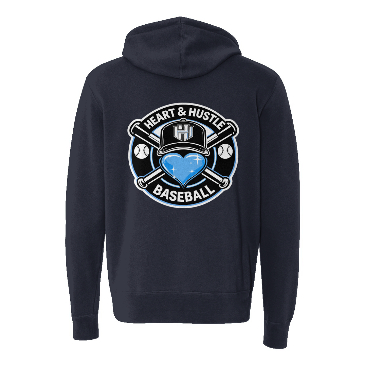 Adult Heart and Hustle Baseball ITC Lightweight Full Zip Hoodie