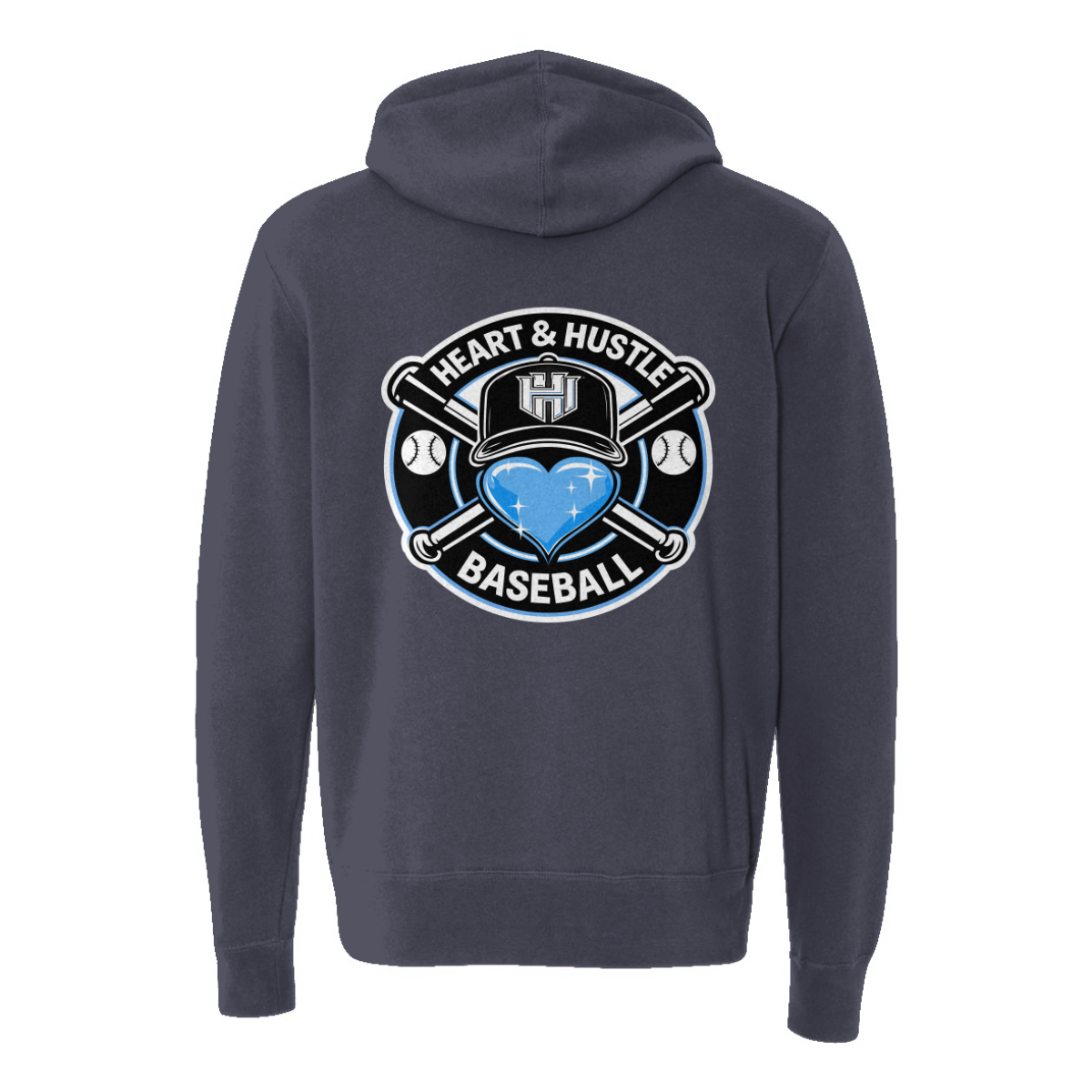 Adult Heart and Hustle Baseball ITC Lightweight Full Zip Hoodie