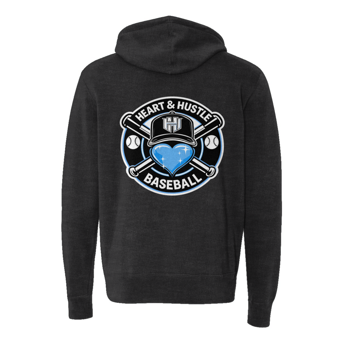 Adult Heart and Hustle Baseball ITC Lightweight Full Zip Hoodie