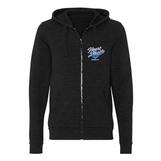 Adult Heart and Hustle Baseball Bella + Canvas Triblend Full Zip Hoodie