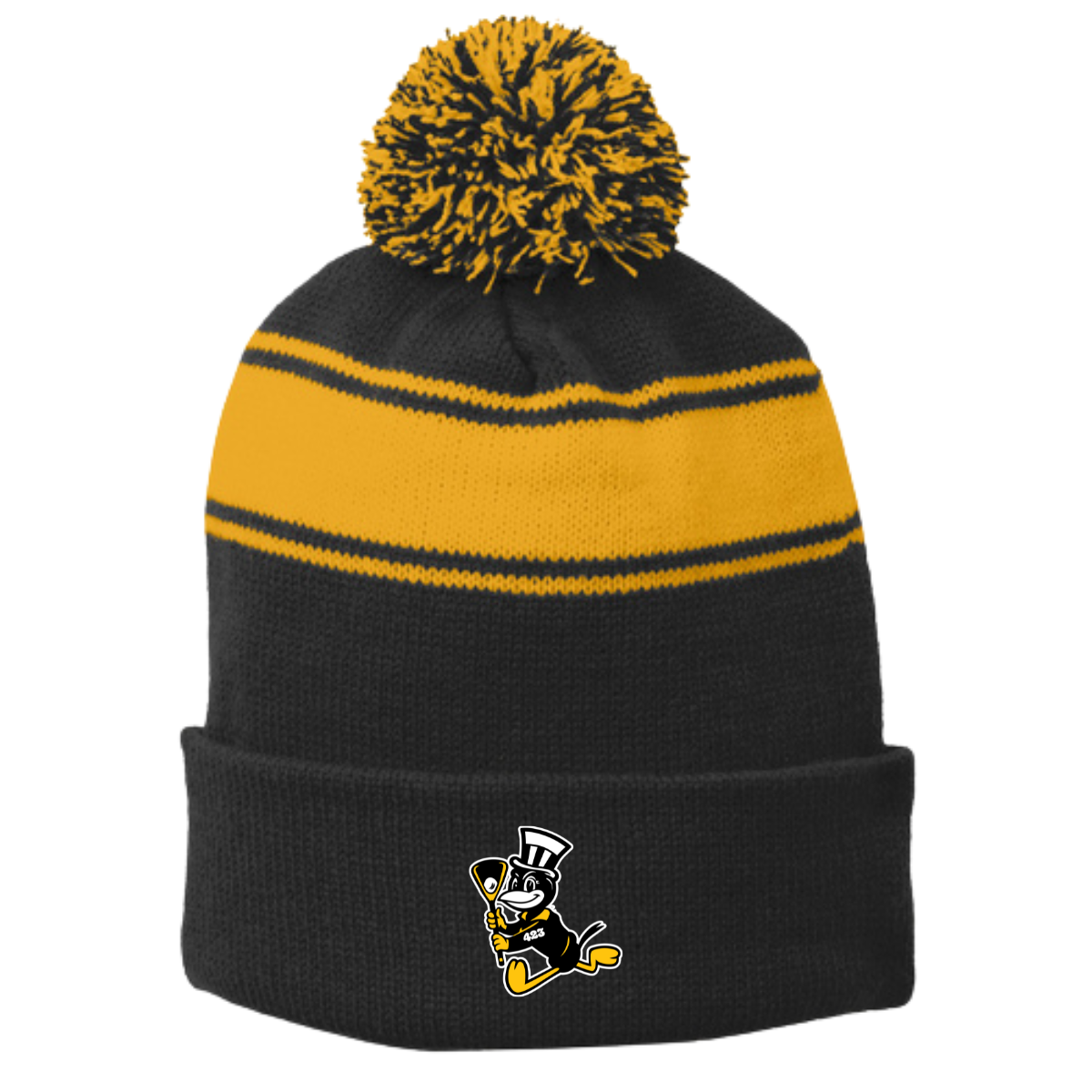 CLC Stripe Pom Pom Beanie