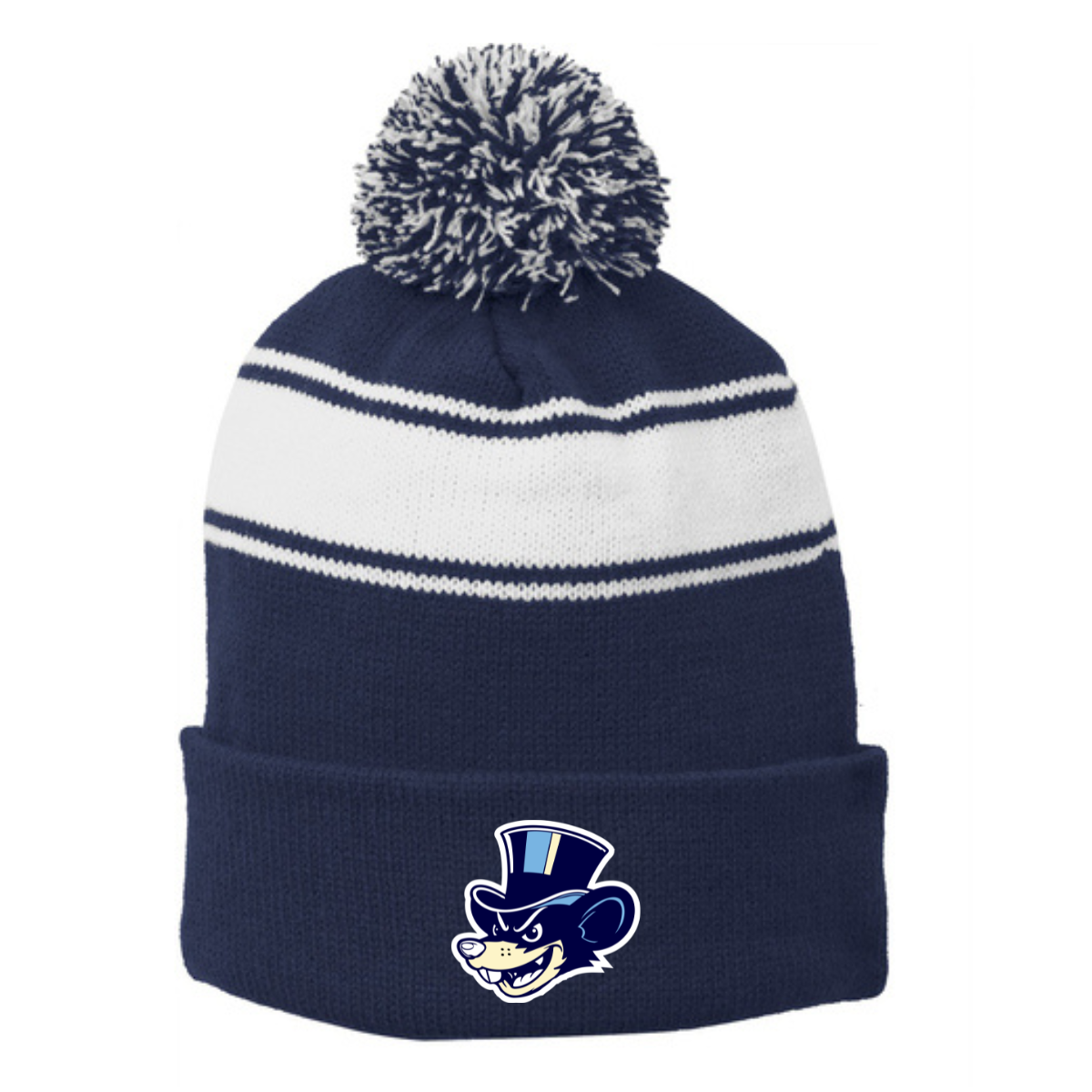 River Rats Stripe Pom Pom Beanie