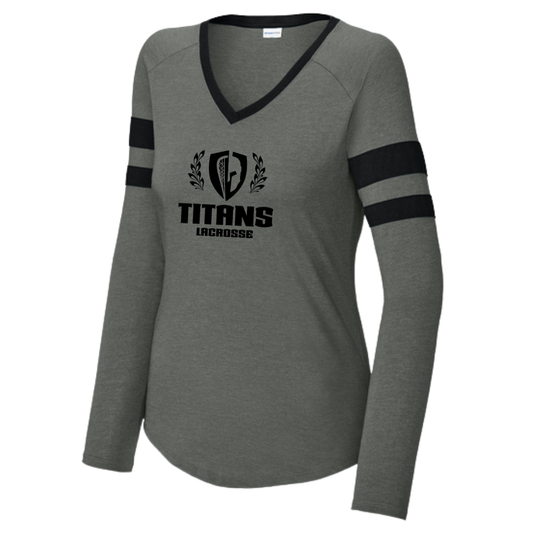 Women's SW Titans Lacrosse Sport-Tek Halftime Stripe V-Neck LS
