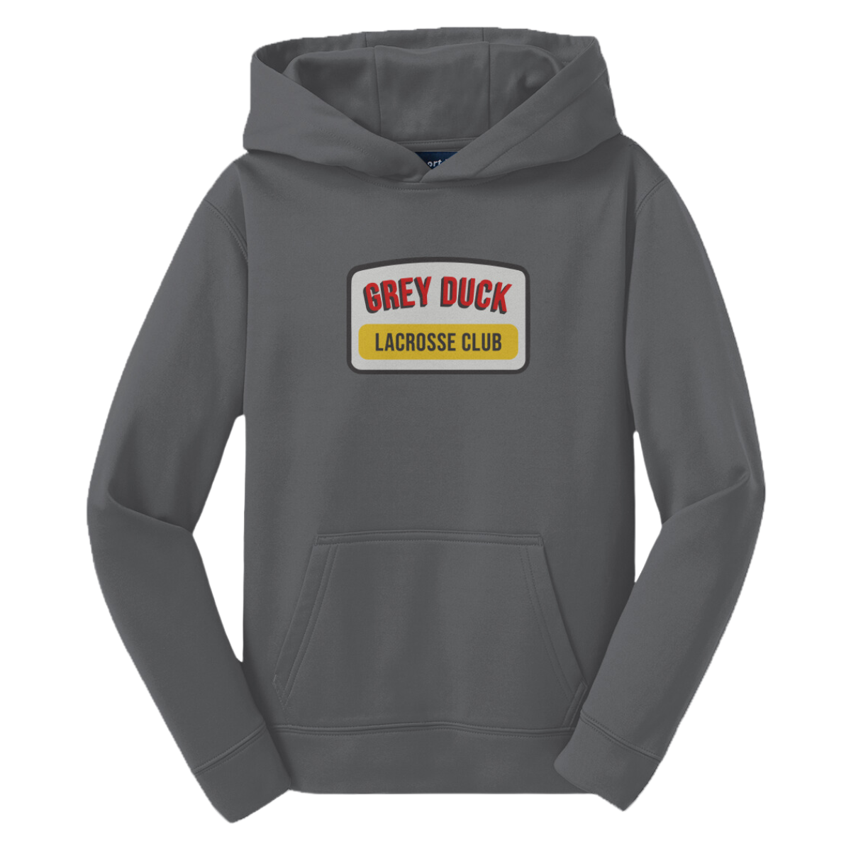 Youth Grey Duck Lacrosse Sport-Tek Performance Hoodie