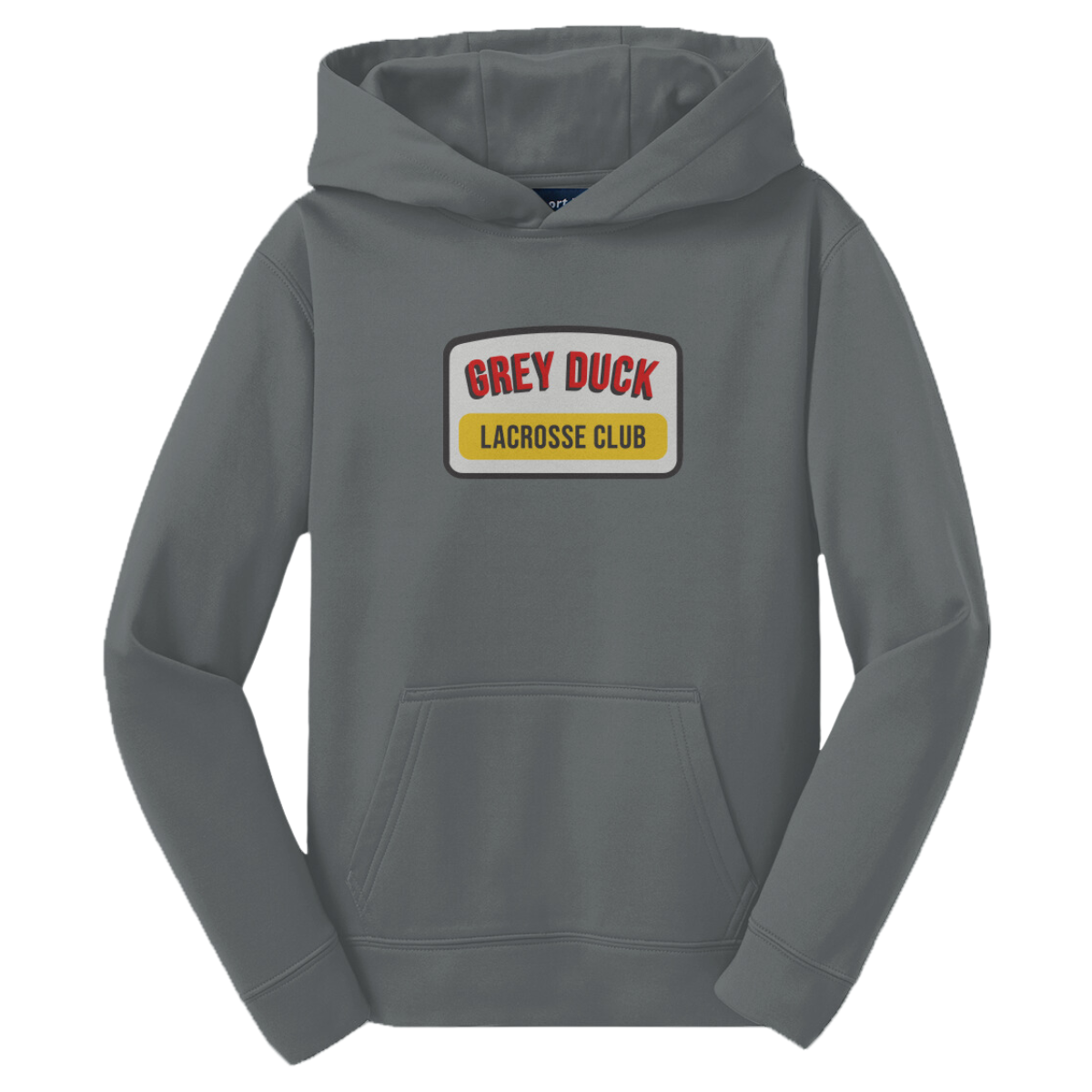 Youth Grey Duck Lacrosse Sport-Tek Performance Hoodie