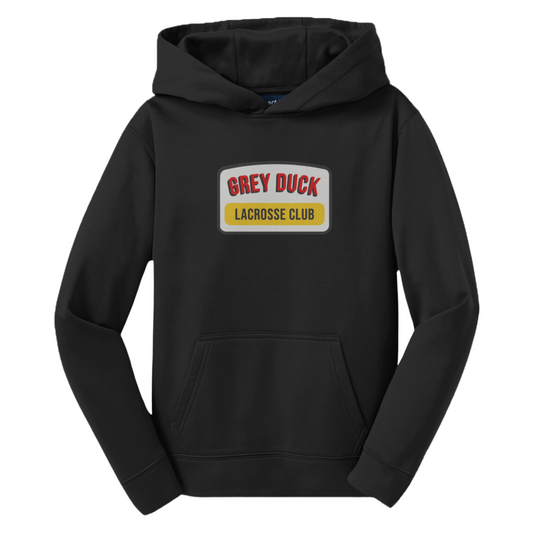 Youth Grey Duck Lacrosse Sport-Tek Performance Hoodie