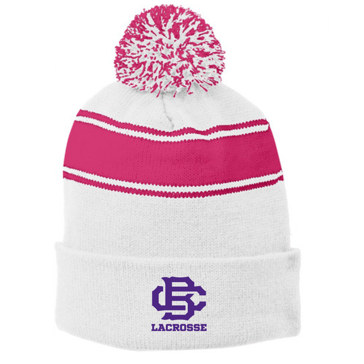 CBHS Lacrosse Stripe Pom Pom Beanie