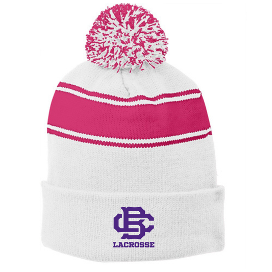 CBHS Lacrosse Stripe Pom Pom Beanie
