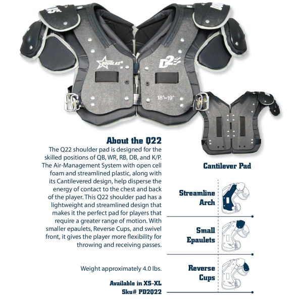 Douglas D2 Q22 Cantilever Skill Position Football Shoulder Pads