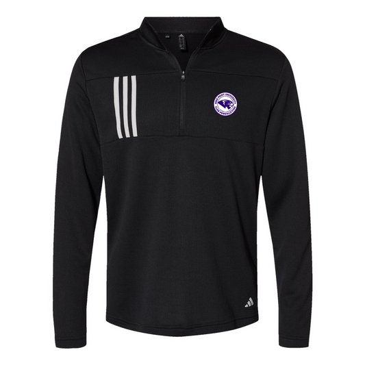 Adult Adidas 3-Stripe Double-Knit 1/4 Zip Pullover - Powerlifting